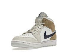 Air Jordan 1 Mid Tan Suede DO6726-100 White Team Red Khaki Blue Void Sneakers