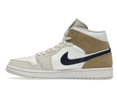 Air Jordan 1 Mid Tan Suede DO6726-100 White Team Red Khaki Blue Void Sneakers