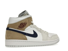 Air Jordan 1 Mid Tan Suede DO6726-100 White Team Red Khaki Blue Void Sneakers