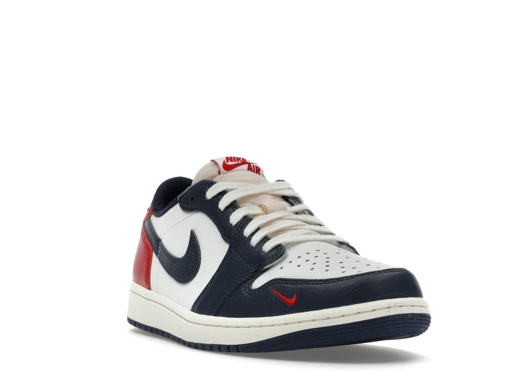 Jordan 1 Retro Low OG Howard University Sneakers – White/Gym Red/Navy – HQ2993-100