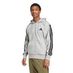 Essentials 3 Stripes Fleece FZ Hoody -Mens