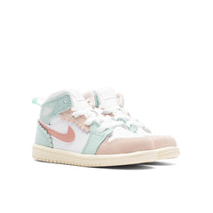 Air Jordan 1 Mid SE (TD) - White/Pink Oxford/Jade Ice