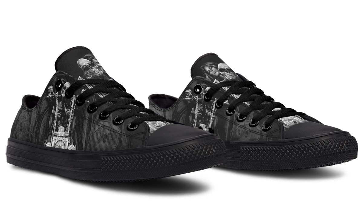 Motorbike Skull Black Lowtop Sneaker