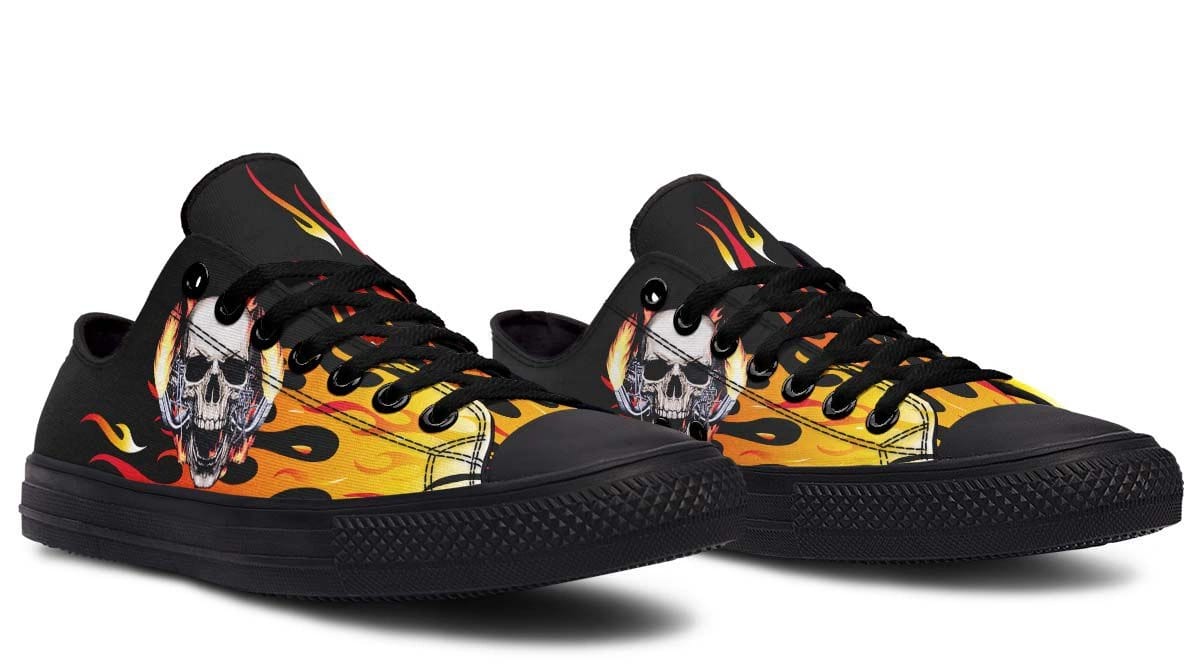 Fire Skull Black Lowtop Sneaker