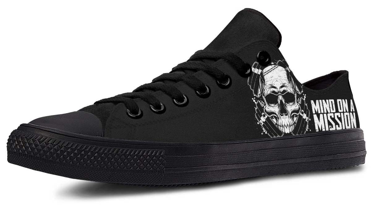 “Mind On The Mission” Skull Black Lowtop Sneaker