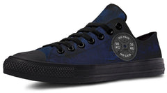 “No Pain No Gain” Blue Pattern Black Lowtop Sneaker