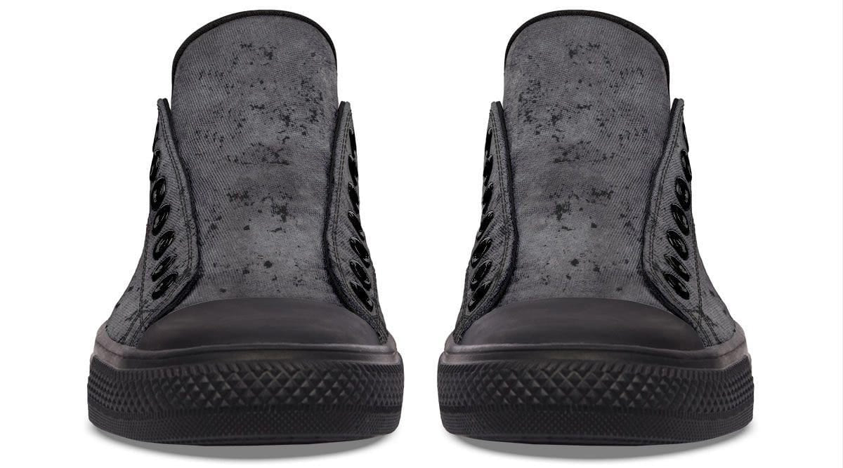 “No Pain No Gain” Gray Pattern Black Lowtop Sneaker
