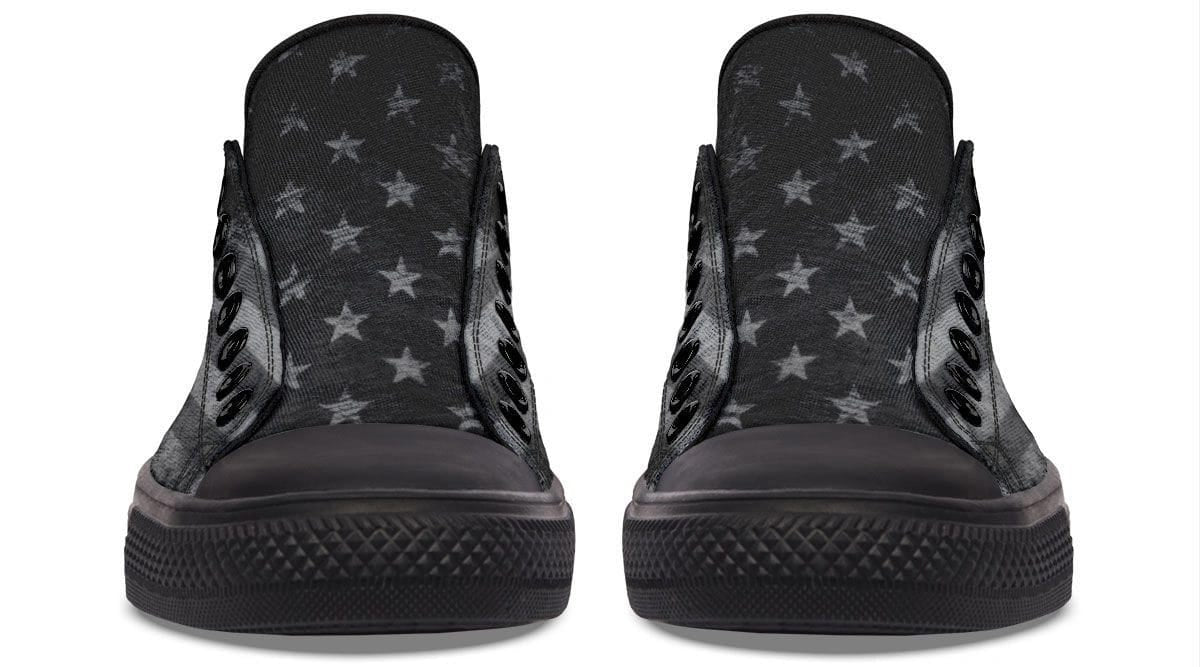 “No Pain No Gain” B&W Pattern Black Lowtop Sneaker