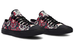 Mexican Skull Pattern Black Lowtop Sneaker