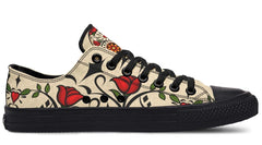 Day Of Dead Rose Pattern Black Lowtop Sneaker
