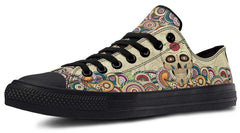 Day Of Dead Skull Pattern Black Lowtop Sneaker