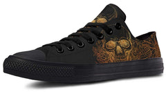 Gold Foil Skull Pattern Black Lowtop Sneaker