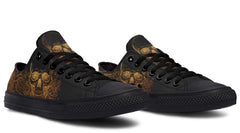 Gold Foil Skull Pattern Black Lowtop Sneaker