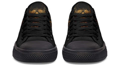 Gold Foil Skull Pattern Black Lowtop Sneaker