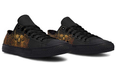 Gold Foil Skull Pattern (No Label Print) Black Lowtop Sneaker