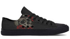 Butterfly Rose And Skull Black Lowtop Sneaker