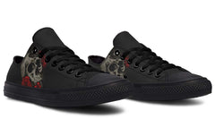 Butterfly Rose And Skull Black Lowtop Sneaker