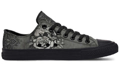 Mandala Skull Pattern Black Lowtop Sneaker