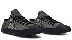 Mandala Skull Pattern Black Lowtop Sneaker