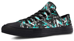 Cyan Polygon Pattern Black Lowtop Sneaker