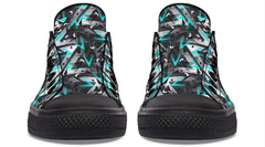 Cyan Polygon Pattern Black Lowtop Sneaker