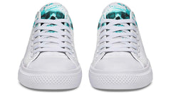 Cyan Skull Print White Lowtop Sneaker