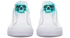 Cyan Skull Print White Lowtop Sneaker