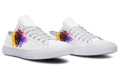 Flower On Skull Pattern White Lowtop Sneaker