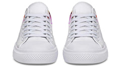 Flower On Skull Pattern White Lowtop Sneaker