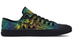 Green and Yellow Color Skull Hippie Pattern Lowtop Sneaker