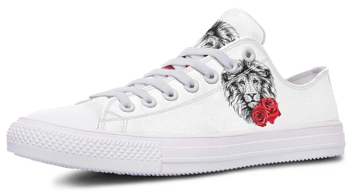 Lion With Rose White Lowtop Sneaker