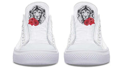 Lion With Rose White Lowtop Sneaker