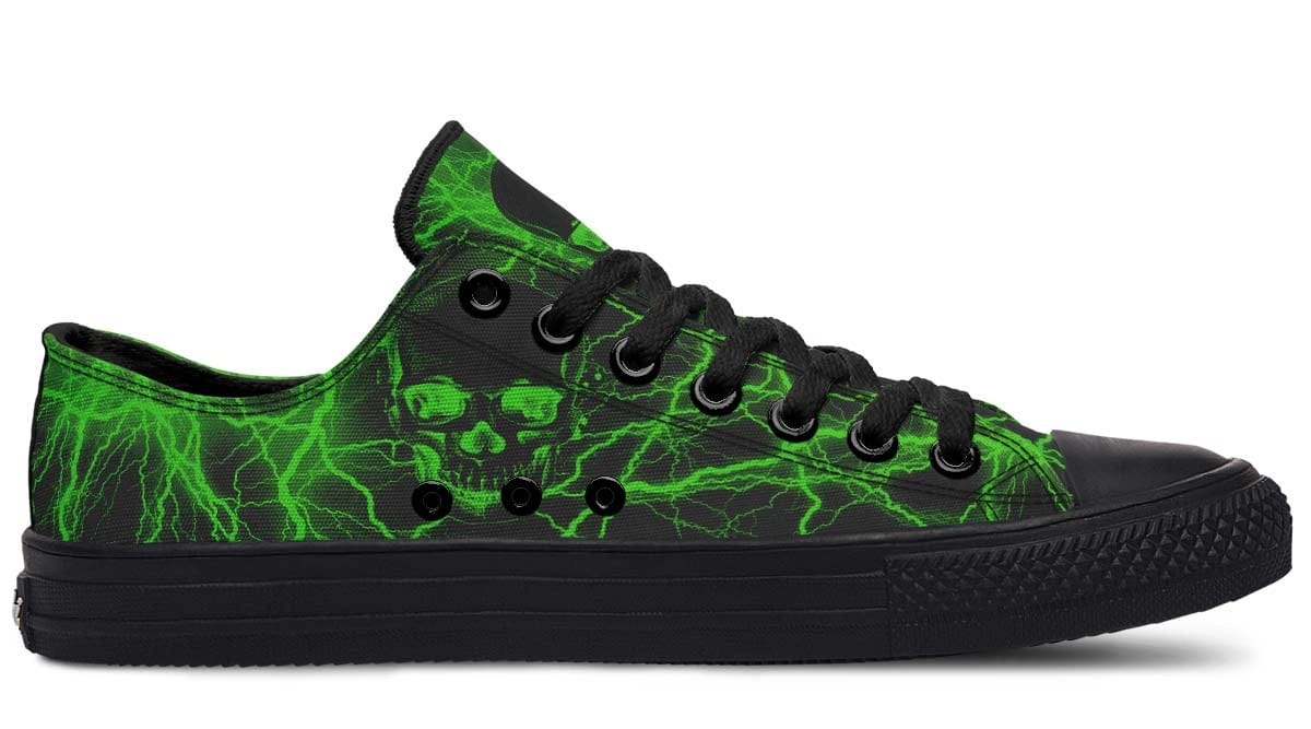 Green Lighting Skull Art Lowtop Sneaker