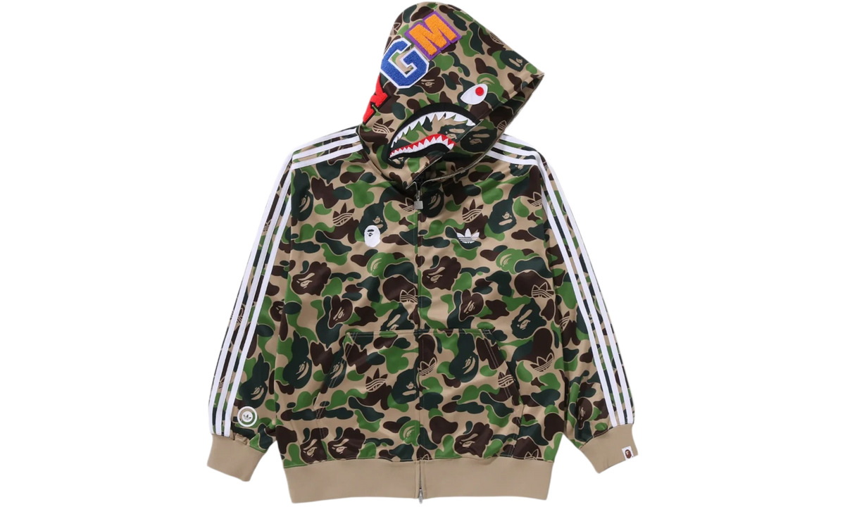 adidas x BAPE Relaxed Fit Track Camo Shark Full Zip Hoodie Green