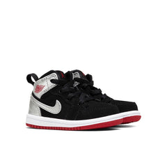 Air Jordan 1 Mid (TD) - Black/Gym Red/Metallic Silver/White