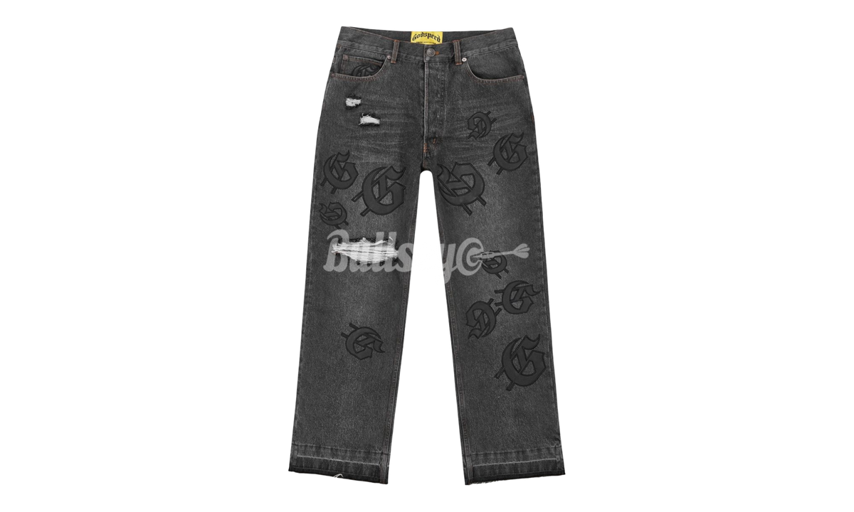 Godspeed Scattered GS Logo Black Wash Denim Jeans