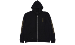 Chrome Hearts Vertical Logo Olive Letters Black Zip-Up Hoodie