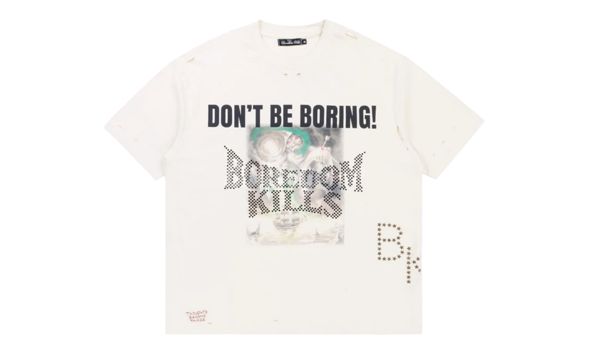 Boredom Kills Grim Vintage White T-Shirt