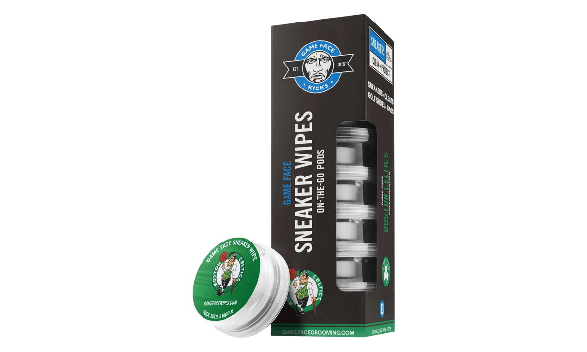 Game Face Kicks On-The-Go Sneaker Cleaning Wipes Celtics