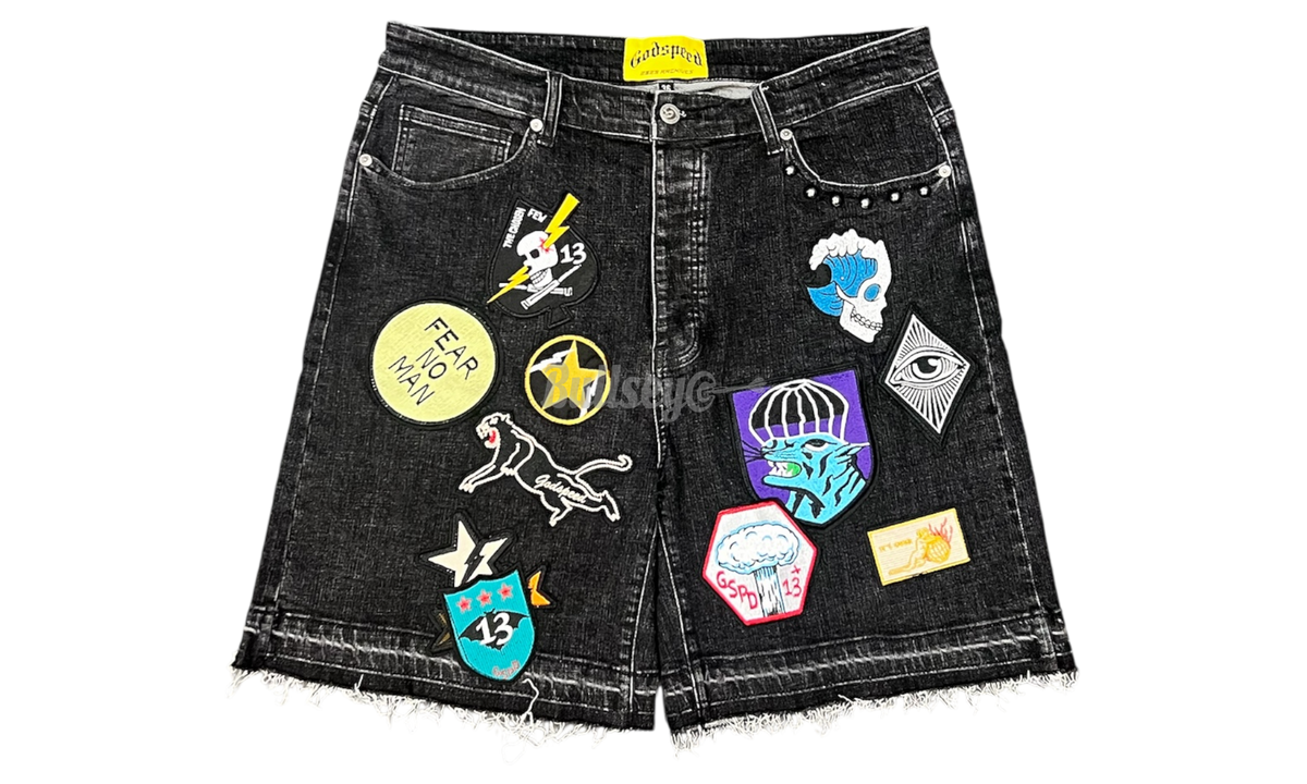Godspeed Patchwork Black Denim Shorts