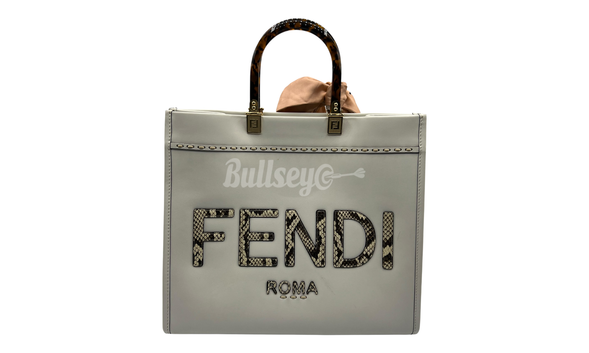 Fendi Vitello King Plexiglass Elaphe Snakeskin Ice White Tote (PreOwned)