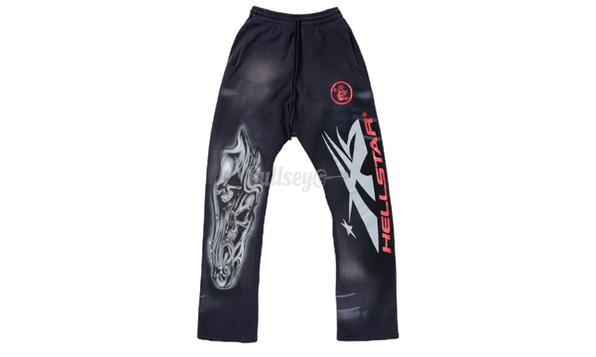 Hellstar Airbrushed Skull Black Flare Bottom Sweatpants