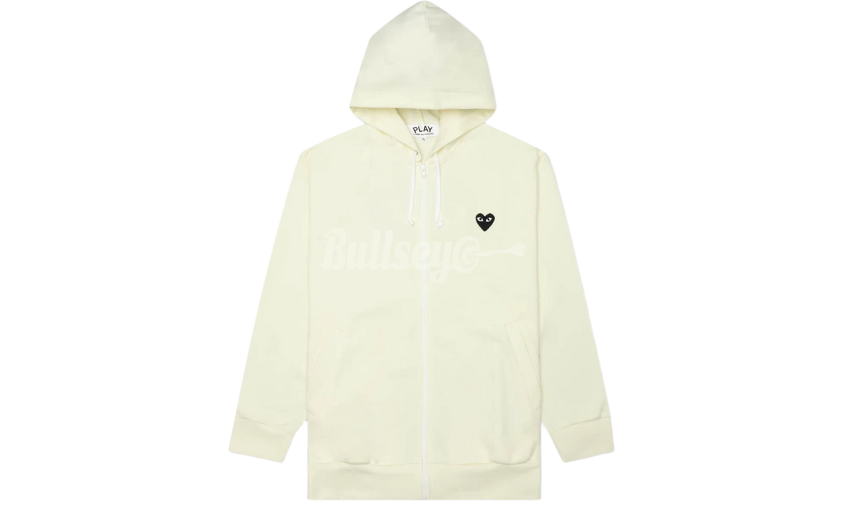 Comme des Garcons Play Women's Big Black Heart Zip Up Hoodie Ivory (Preowned)