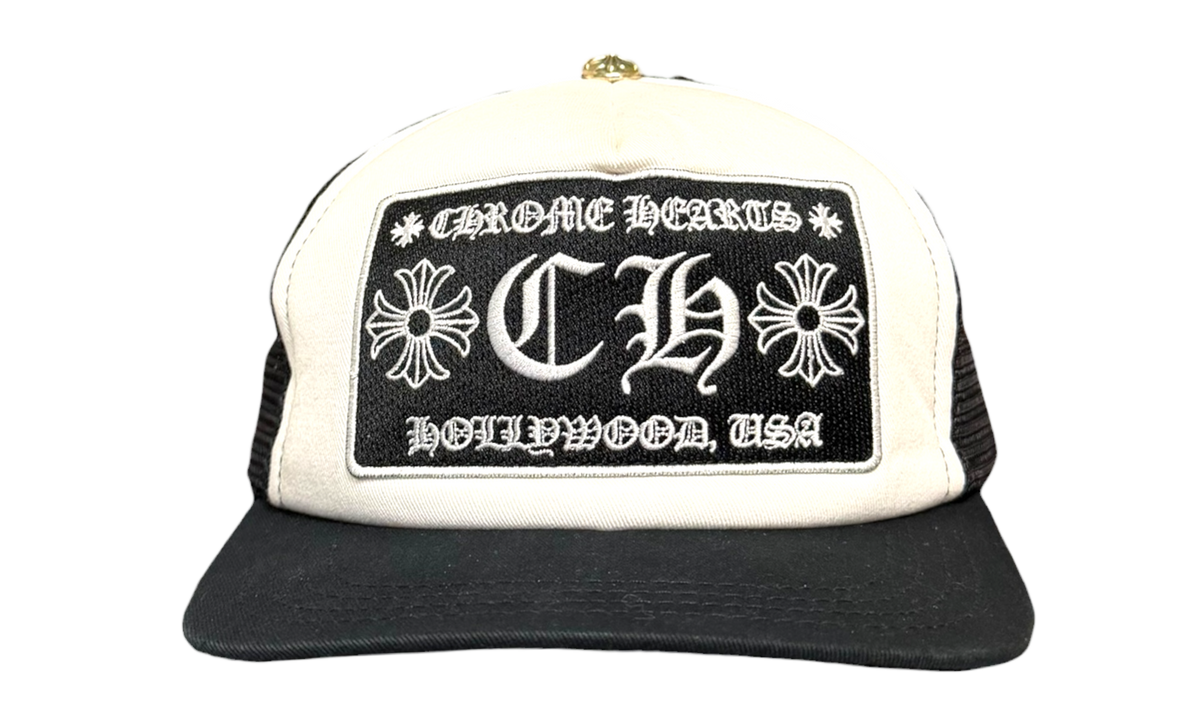 Chrome Hearts White/Black Hollywood Trucker Hat (PreOwned) (Tag Cut)