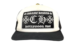 Chrome Hearts White/Black Hollywood Trucker Hat (PreOwned) (Tag Cut)