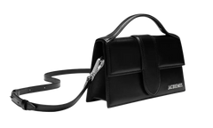 Jacquemus Le Grand Bambino Crossbody Strap Black Handbag Silver Lettering